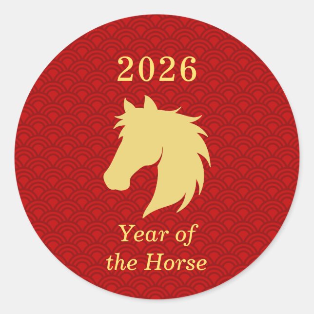 2026 Zodiac Chinese New year of the Horse Runder Aufkleber (Vorderseite)