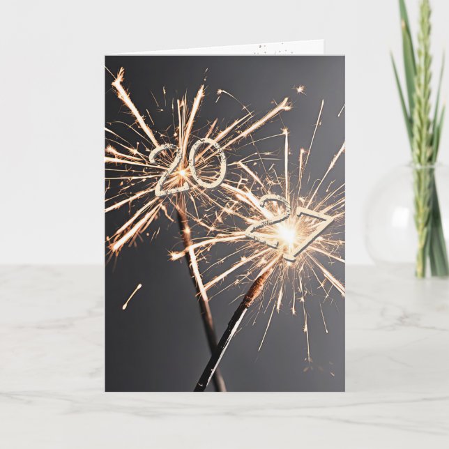2026Sparkler des neuen Jahres Feiertagskarte (Vorderseite)