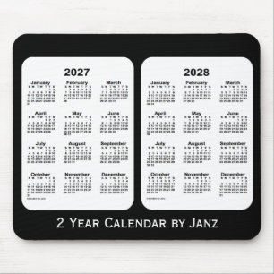 2027-2028 2-jähriger Schwarzweiss-Kalender durch Mousepad