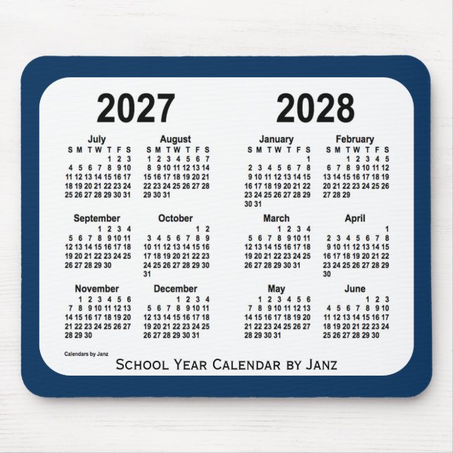 2027-2028 Police Box Blue School Calendar by Janz Mousepad (Vorne)