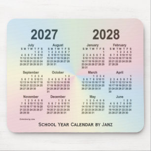 2027-2028 Rainbow Cloud School Calendar by Janz Mousepad