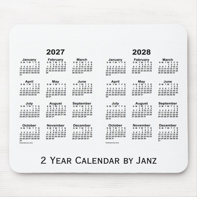 2027-2028 Weißer 2-Jahres-Kalender von Janz Mousep Mousepad (Vorne)