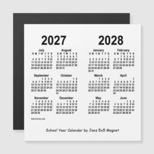 2027-2028 Weißes Schuljahr - Kalender von Janz Magnetkarte