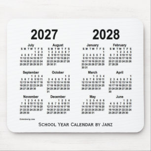 2027-2028 White School Calendar by Janz Mousepad