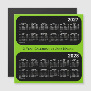 2027-2028 Yellow Green 2 Year Calendar by Janz Magnetkarte