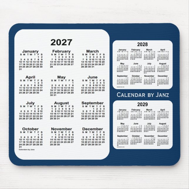 2027-2029 Police Box Blue 3 Year Calendar by Janz Mousepad (Vorne)