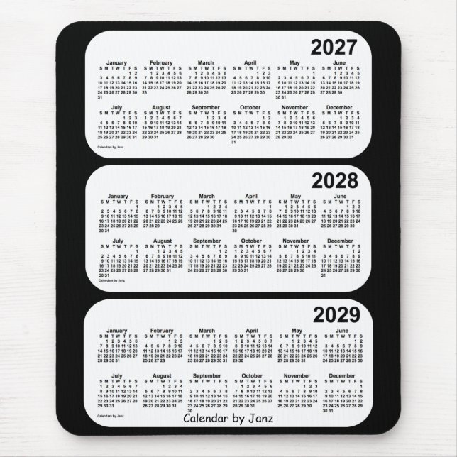 2027-2029 Schwarz-Weiß-Dreijahreskalender von Janz Mousepad (Vorne)
