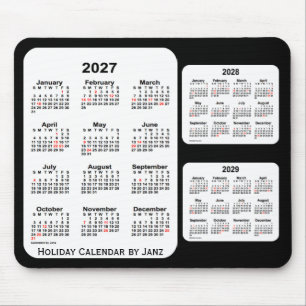 2027-2029 Schwarzer 3-Jahres-Feiertagskalender von Mousepad
