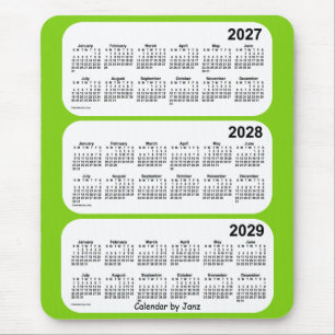 2027-2029 Yellow Green 3 Year Calendar by Janz Mousepad