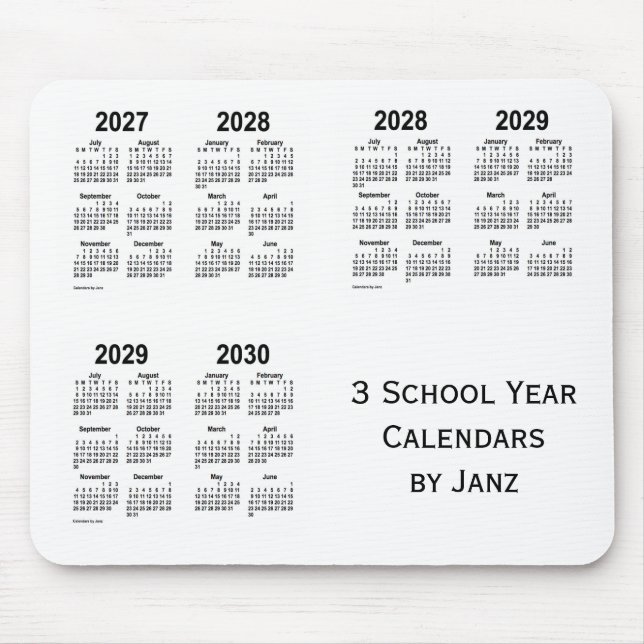 2027-2030 White 3 School Year Calendars von Janz Mousepad (Vorne)