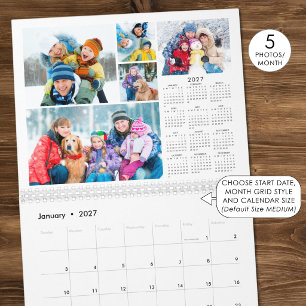 2027 5 Fotos pro Monat und 2027 Jahresübersicht Kalender