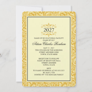 2027 Abschlussvorlage Golden Gelb Formal Einladung