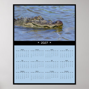 2027 Alligator-Wandkalender - Feuchtgebiets-Wildli Poster