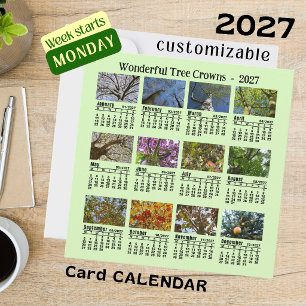 2027 Baumkronen-Foto-Kalender Montagswoche flach Karte