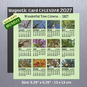 2027 Baumkronen-Foto-Kalender Montagswoche Magnet