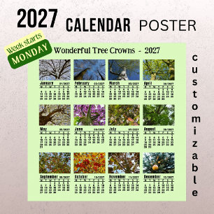 2027 Baumkronen-Foto-Kalender - Montagswoche Poster