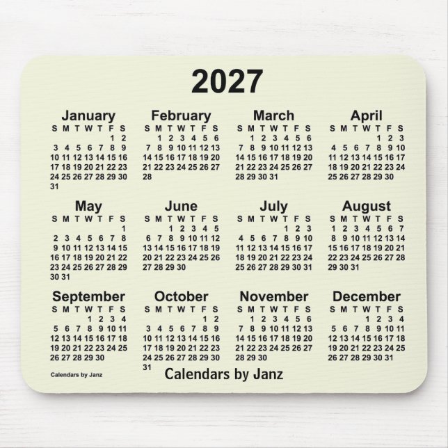 2027 Beige Kalender von Janz Mouse Pad Mousepad (Vorne)