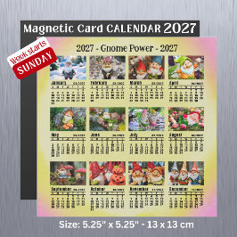 2027 Benutzerdefinierter Foto-Gnom-Kalender, Begin Magnetkarte