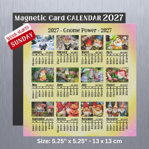 2027 Benutzerdefinierter Foto-Gnom-Kalender, Begin Magnetkarte