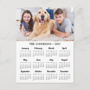 2027 Benutzerdefinierter Kalender mit Foto und Fam Feiertagspostkarte