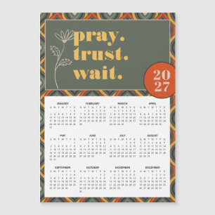 2027 Bete Gebete Warte Retro-Ikat-Magnet-Kalender Magnetkarte