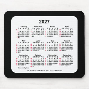 2027 Black 52 Weeks ISO Kalender von Janz Two Tone Mousepad