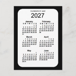 2027 Black 6 Month Mini Kalender von Janz Postkarte