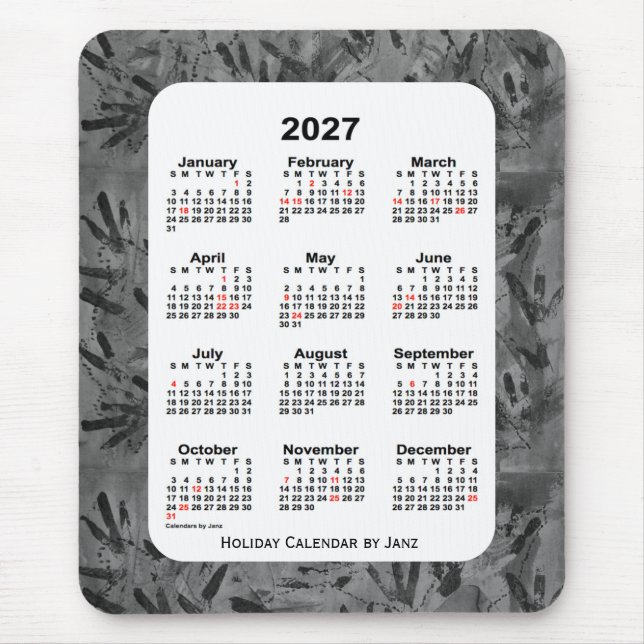 2027 Black Art Holiday Calendar von Janz Mousepad (Vorne)