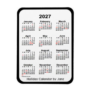 2027 Black Holiday Calendar von Janz Magnet