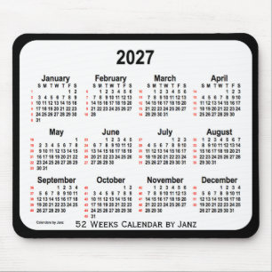 2027 Black Two Tone 52 Weeks Calendar von Janz Mousepad