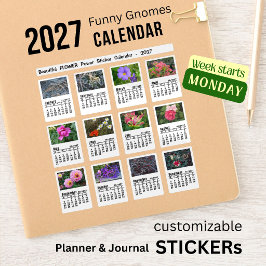 2027 Blumen Foto Kalender Montag Woche Aufkleber