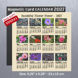 2027 Blumen-Foto-Kalender Sonntag Woche Magnetkart Magnetkarte