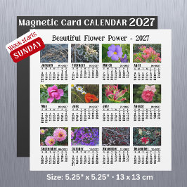 2027 Blumen-Foto-Kalender Sonntag Woche Magnetkart Magnetkarte