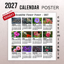 2027 Blumen-Foto-Kalender - Sonntagswoche Poster