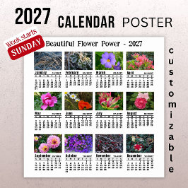 2027 Blumen-Foto-Kalender - Sonntagswoche Poster