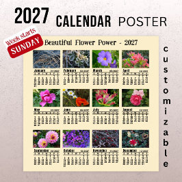 2027 Blumen-Foto-Kalender - Sonntagswoche Poster