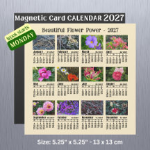 2027 Blumenkalender - Montag Woche Magnetkarte