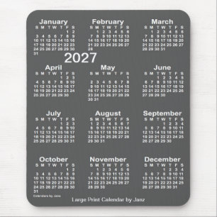 2027 Charcoal Large Print Calendar by Janz Mousepad