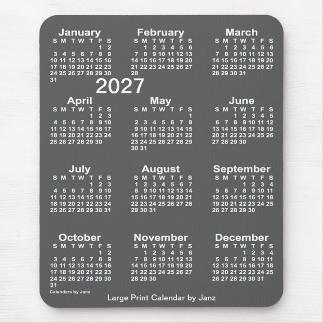 2027 Charcoal Large Print Calendar by Janz Mousepad (Vorne)