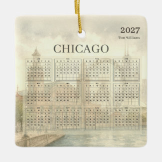 2027 Chicago Navy Pier Calendar Year at a Glance Keramikornament