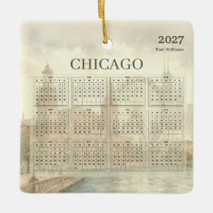 2027 Chicago Navy Pier Kalenderjahr auf einen Blic Keramikornament