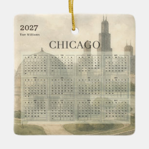 2027 Chicago Planetarium Kalender Jahr auf einen B Keramikornament