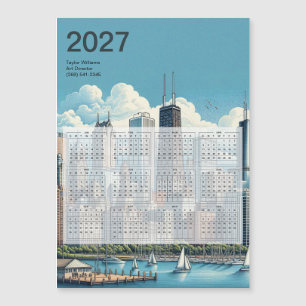 2027 Chicago-Skyline-Architektur-Kalenderkarte Magnetkarte