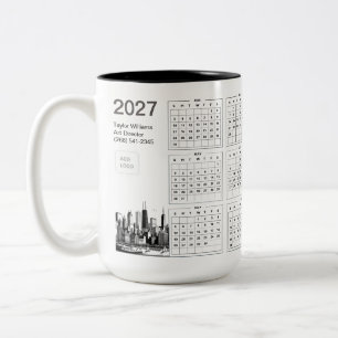 2027 Chicago Skyline Geschäftslogo Minimalistisch Zweifarbige Tasse