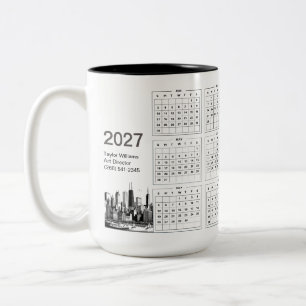 2027 Chicago-Skyline Minimalistische Schreibtischd Zweifarbige Tasse