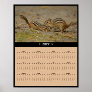 2027 Chipmunk-Wandkalender - Waldbeobachter Poster