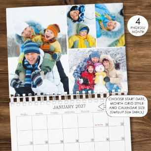 2027 Einfache benutzerdefinierte Fotocollage 4 pro Kalender