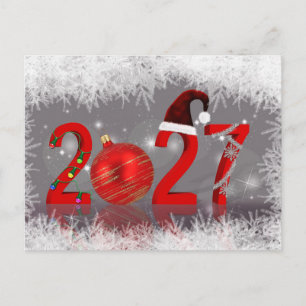 2027 Festliches Rot Frohe Weihnachten Neues Jahr