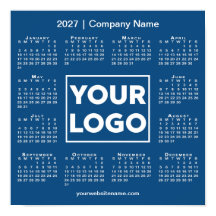 2027 Firmenlogo und Name Blau Kalender Firma