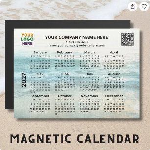 2027 Firmenname Logo QR Ozean-Kalender-Magnet Magnetkarte